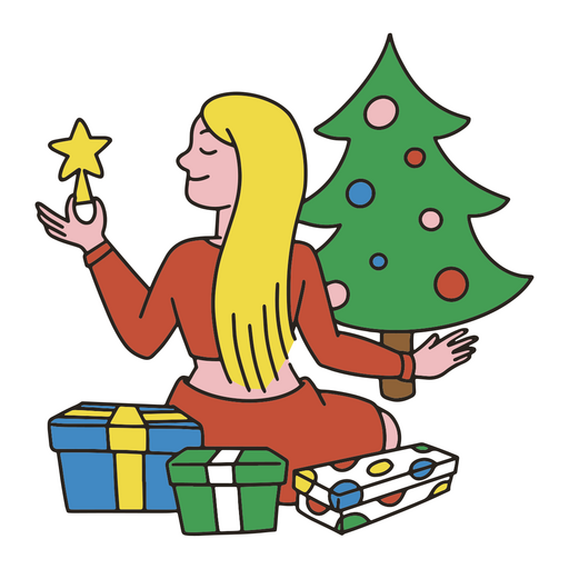 Mädchen Farbschlag Weihnachtsgeschenke PNG-Design