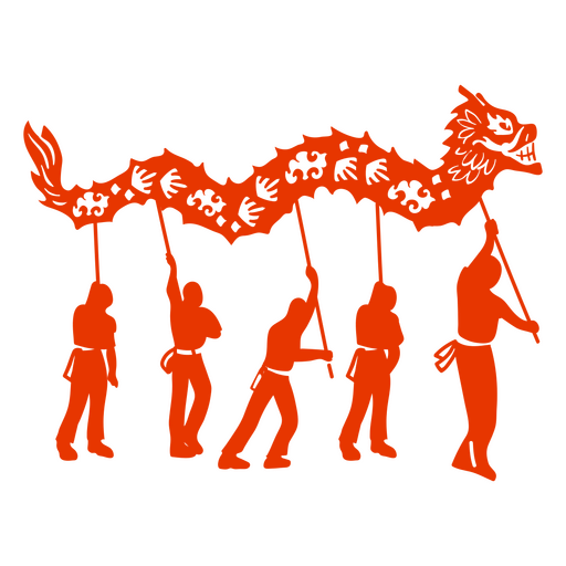 Año lunar recortado danza del dragón. Diseño PNG