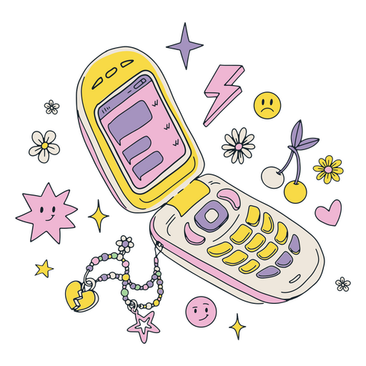 Teléfono móvil garabato colorido Diseño PNG