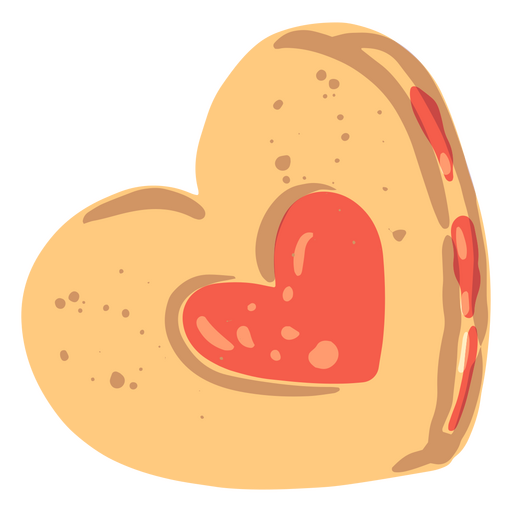 Galleta de corazón semi plana de San Valentín Diseño PNG