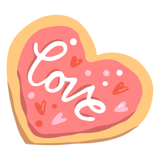 Galleta de amor semi plana de San Valentín Diseño PNG