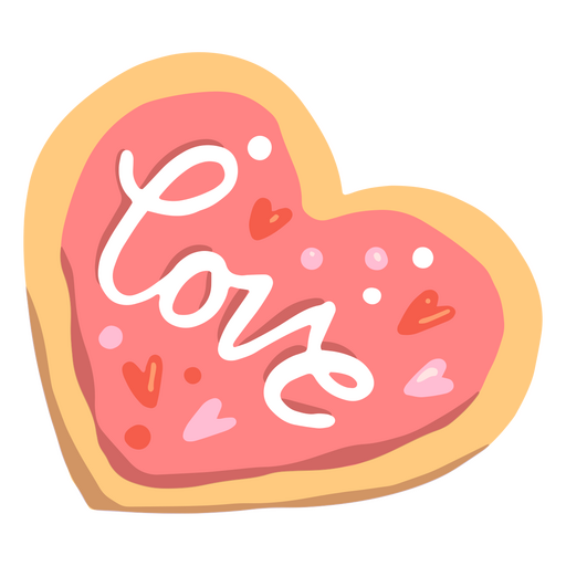 Valentines semi flat love cookie PNG Design