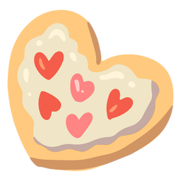 Cookie semi flat with hearts PNG Design