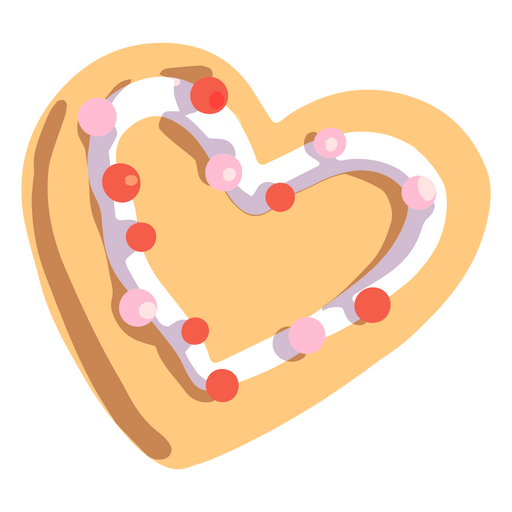 Galleta semiplana decorada corazón Diseño PNG