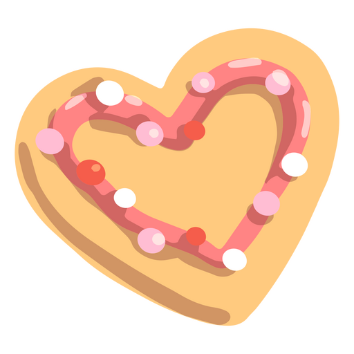 Cookie coração rosa semi plano decorado Desenho PNG