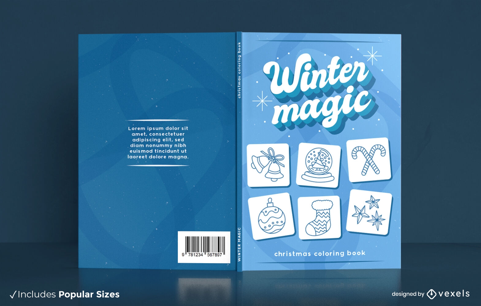 Design de capa de livro para colorir mágico de inverno