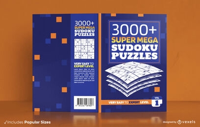 Super mega sudoku puzzles book cover design