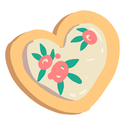 Flores de coração semi planas de biscoito Desenho PNG