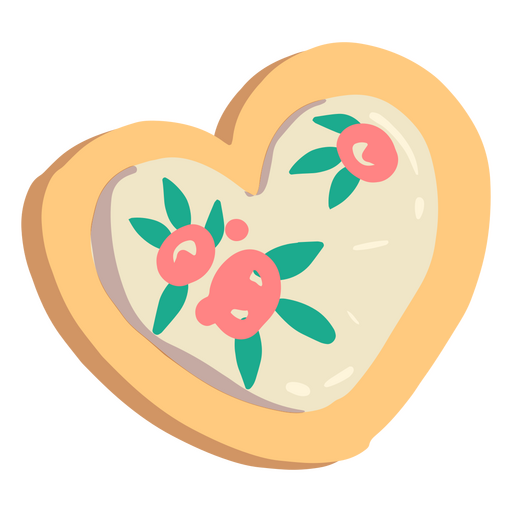 Cookie semi flat heart flowers PNG Design