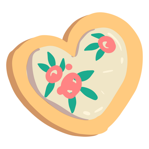 Flores de coração semi planas de biscoito Desenho PNG