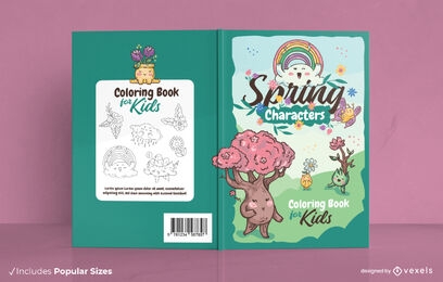 Descarga Vector De Personajes De Primavera Para Colorear Diseño De Portada  De Libro
