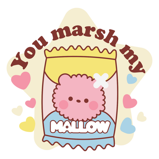 Valentines kawaii marshmallow quote PNG Design