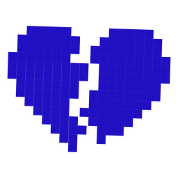Corazón roto de píxel azul oscuro Diseño PNG