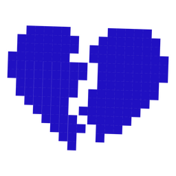Dark blue pixel broken heart PNG Design