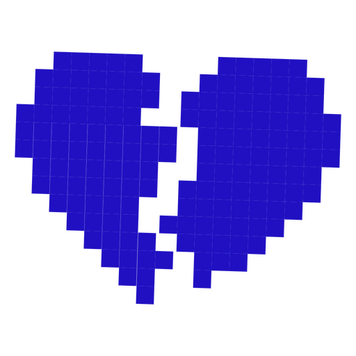 Coração partido de pixel azul escuro Desenho PNG