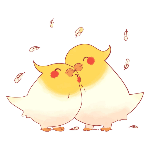 Pássaros corados se beijando Desenho PNG