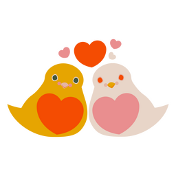 Flache Taubenherzen des Valentinsgrußes PNG-Design