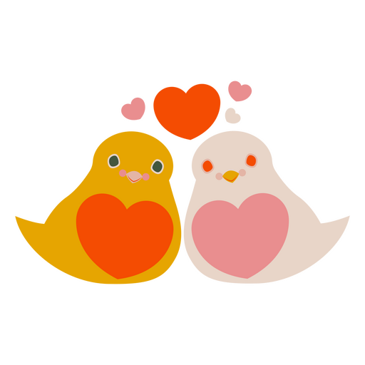 Corazones de palomas planas de San Valentín Diseño PNG