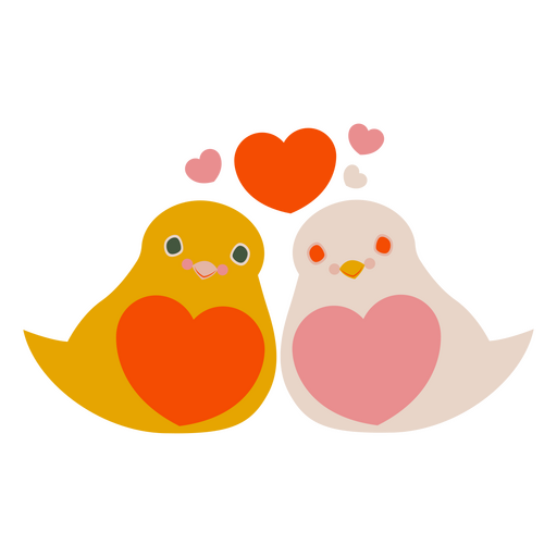 Valentines flat pidgeons hearts
