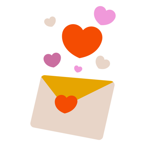 Corações de amor planas de envelope Desenho PNG