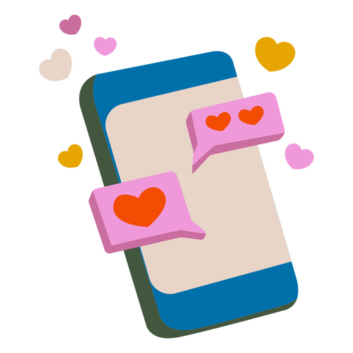 Cellphone flat love hearts PNG Design