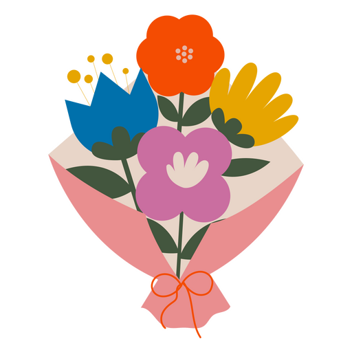 Flacher Blumenstrauß zum Valentinstag PNG-Design