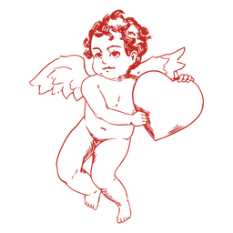 Cupid hand drawn heart PNG Design