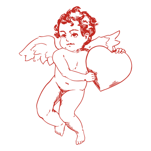 Cupido coração desenhado à mão Desenho PNG