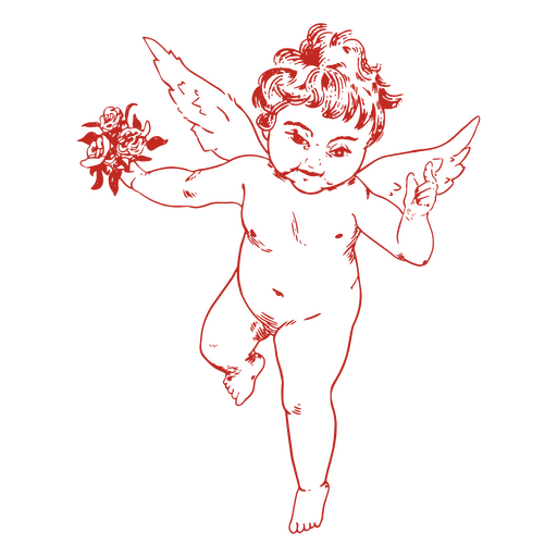 Cupid hand drawn standing PNG Design