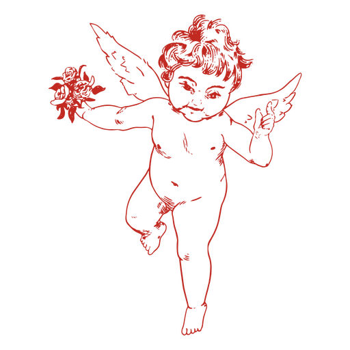 Cupido desenhado à mão em pé Desenho PNG