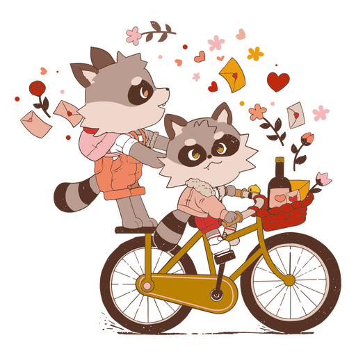 Love Raccoons on Bike  PNG Design