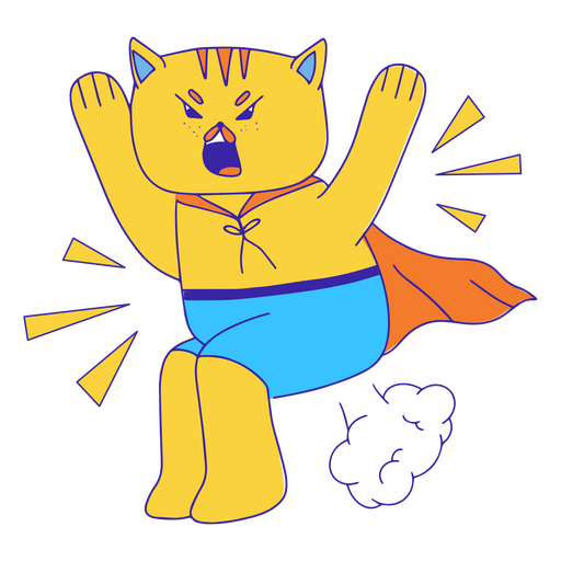 Super hero yellow cat PNG Design