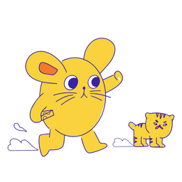 Mig mouse and a little cat PNG Design