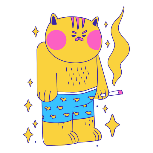 Blushed cat smoking PNG Design
