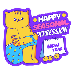 Distintivo de citação anti depressão de ano novo Desenho PNG Transparent PNG