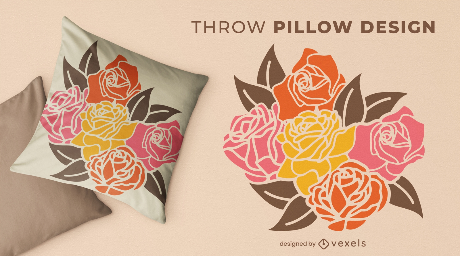 Roses in different colors throw pillow design