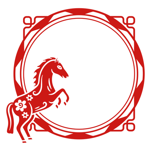 Caballo de marco recortado del año lunar Diseño PNG