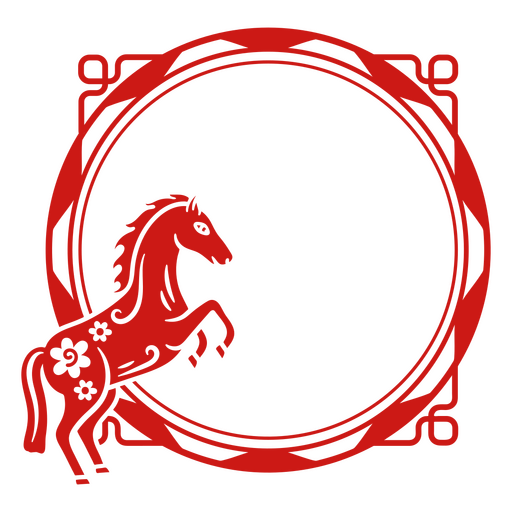 Lunar year cut out frame horse PNG Design