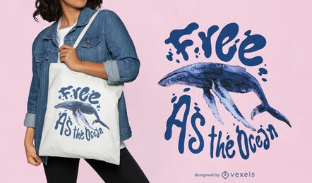 Free whale tote bag design