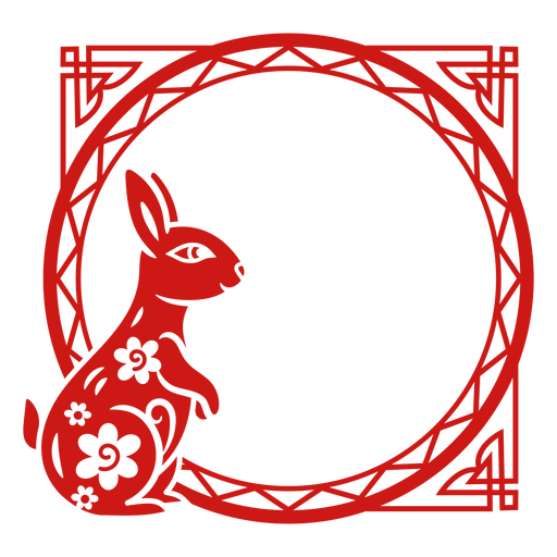 Lunar year cut out frame rabbit PNG Design