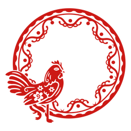 Gallo de marco recortado del año lunar Diseño PNG