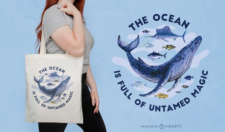 El océano está lleno de diseño mágico de bolsas de mano.