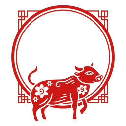 Mondjahr ausgeschnittener Rahmen Ochse PNG-Design