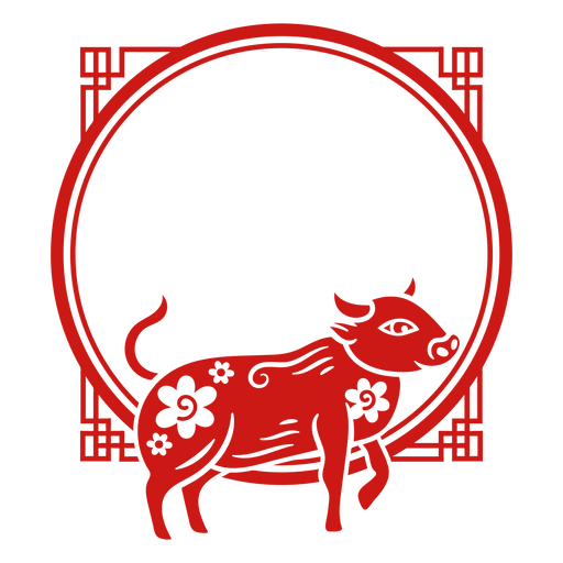 Lunar year cut out frame ox PNG Design