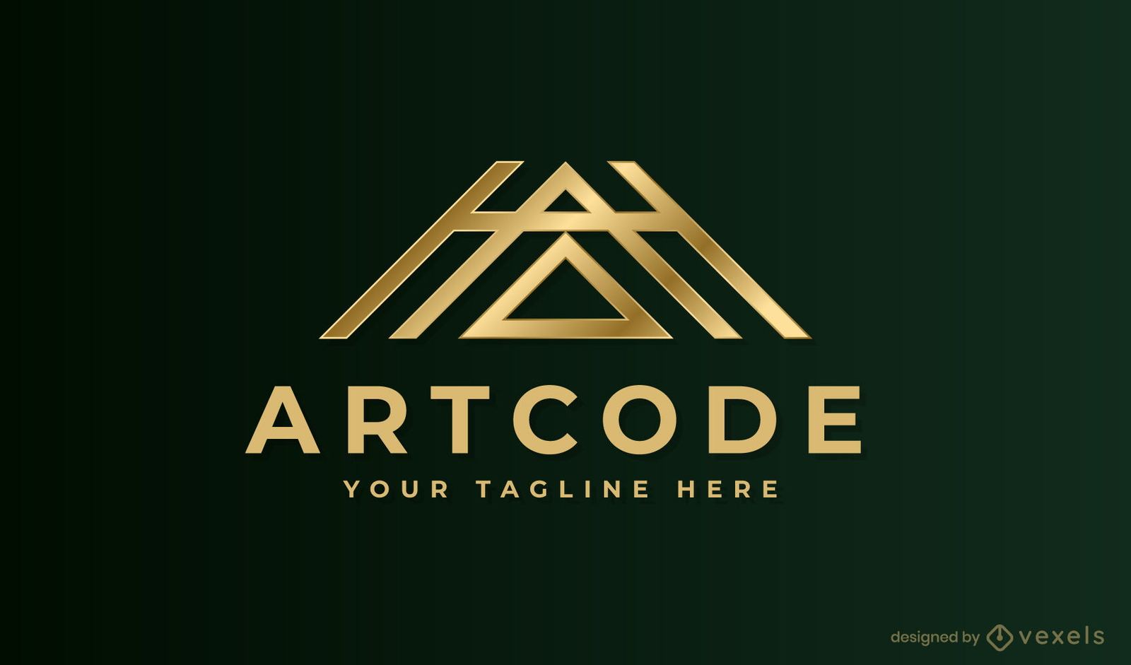 Plantilla de logotipo minimalista triángulo dorado