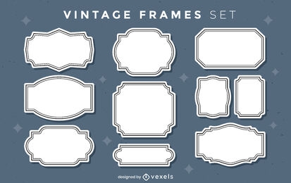 Conjunto de marcos de etiqueta blanca vintage