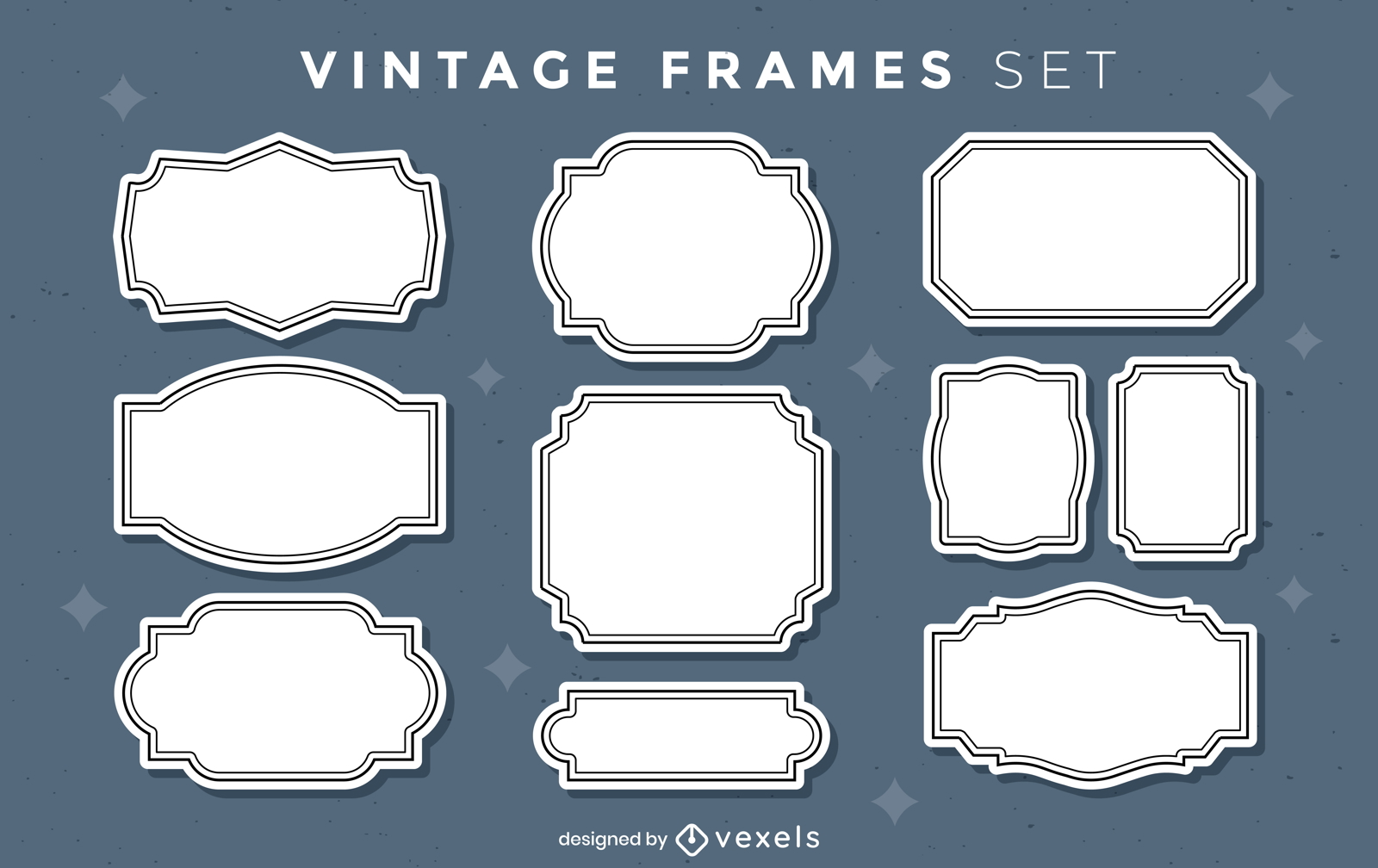 Vintage white label frames set