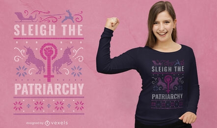 Diseño de camiseta de suéter feo navideño feminista.