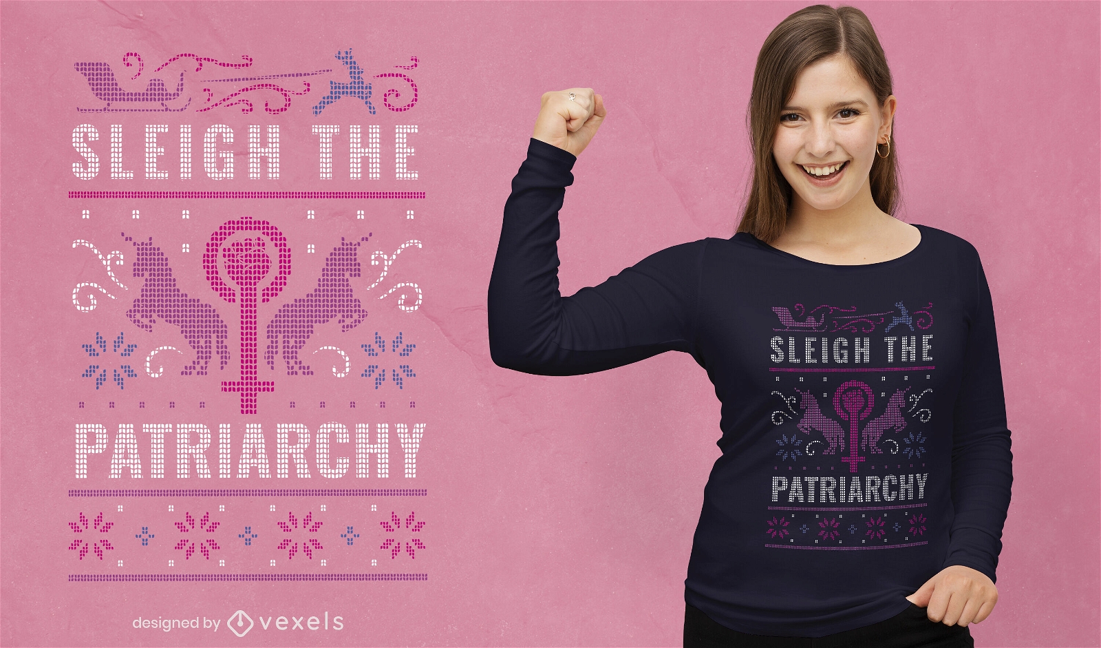 Feminist christmas ugly sweater t-shirt design