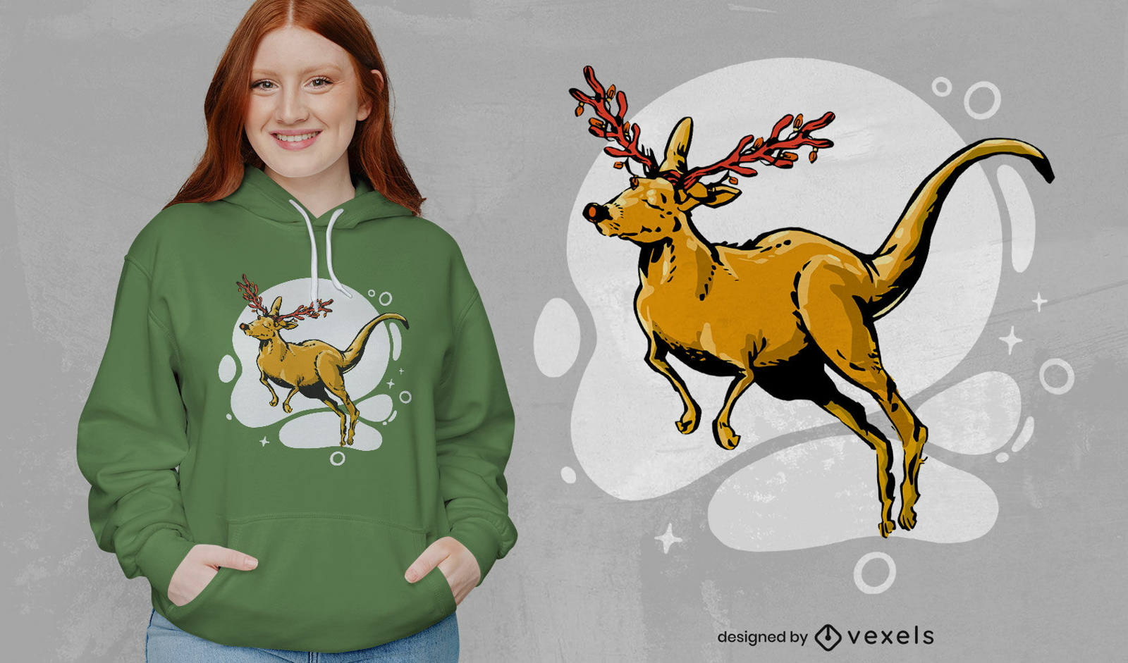 Design de t-shirt de natal com rena canguru